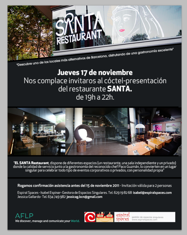  ESPIRAL SPACES organiza cóctel-presentación SANTA RESTAURANT